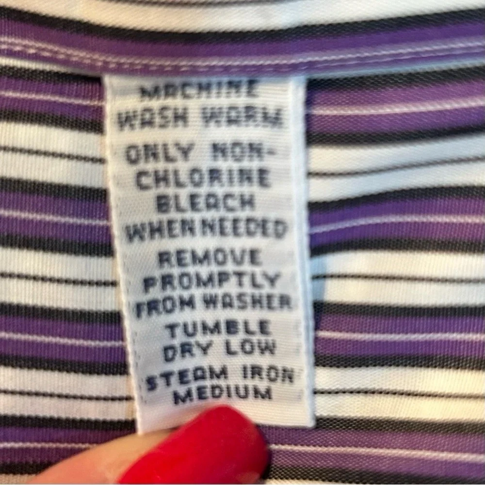 Polo by Ralph Lauren Purple and White Striped Shirt Size XL 17 Excellent Cond.